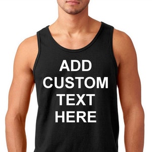 Custom Text Mens Tank Top: Personalized Cotton Tee