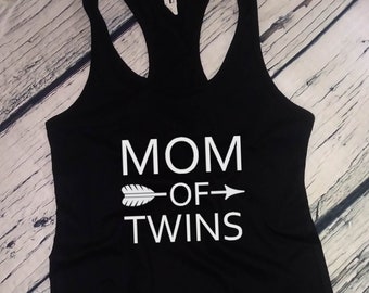 Tank Top - Mom of Twins Shirt, Funny Twin Mom Gift, Mother's Day T-Shirt, Cute Twin Mama Outfit, Mom Life Tee, Mother's Day Gift, Matching