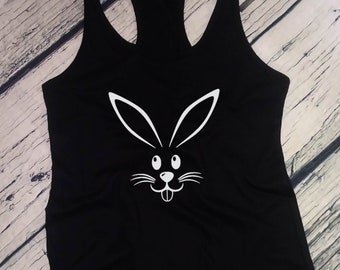 Womens Tank Top - Bunny Face Shirt  Funny T-Shirt, Holiday Humor Tee, Gift, Womens Easter Outfits, Racerback