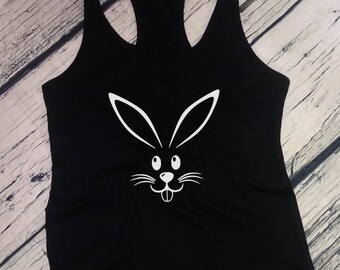 Womens Tank Top - Bunny Face Shirt, Funny Easter Gift, Rabbit TShirt, Cute Bunny, Easter Outfit, Spring Holiday Shirt, Bunny Lover Graphic