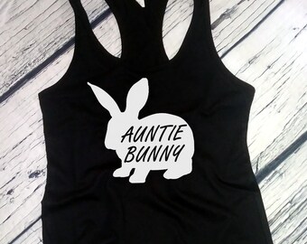 Women's Tank Top - Auntie Bunny T Shirt, Easter Rabbit T-Shirt, Aunt Gift, Family Matching Shirts, Easter Sunday Shirt, Racerback