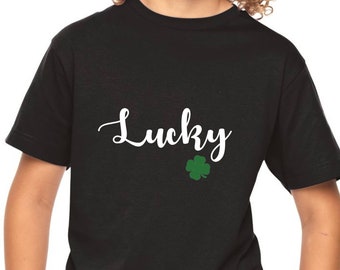 Youth Kids - Lucky - Saint Patrick's Day Shirt, Party, Irish Shamrock, St Paddy Shirt, Lucky Shirt, Boys & Girls Tee