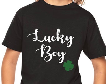 Youth Kids - Lucky Boy - Saint Patrick's Day Shirt, Party, Irish Shamrock, St Paddy Shirt, Lucky Shirt, Boys Tee