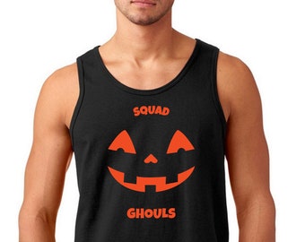 Squad Ghouls Tank Top, Funny Halloween Shirt, Men's Halloween Tank, Halloween Party Shirt, Spooky Pumpkin Top, Black White Tank, Party Gift