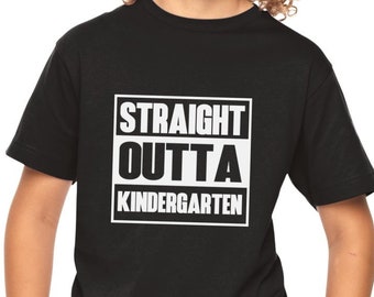 Youth Kids - Straight Outta Kindergarten Shirt - Outfits - Elementary School T-Shirt - Back to School Tee - Boys & Girls