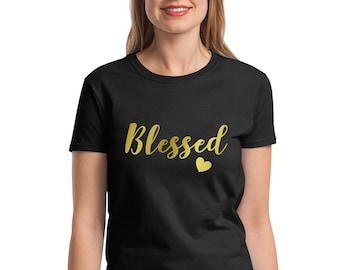 Blessed T-Shirt Womens, Thanksgiving Shirt, Easter Thankful Tee, Christian Shirt, Fall Faith Shirt, Spiritual Graphic Tee, Christian Apparel