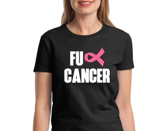 Womens FU Cancer #2 Shirt, Just Beat It Breast Cancer Tee, Hope Support Ribbon Top, Pink October Gift Shirt, Bold Awareness Statement Shirt