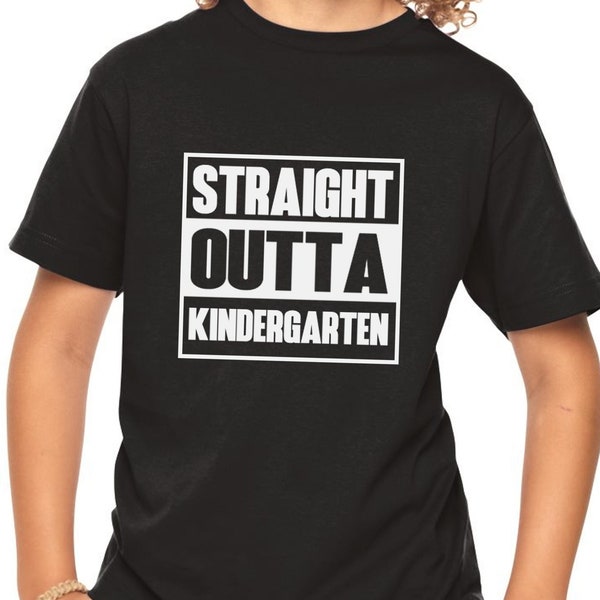 Youth Kids - Straight Outta Kindergarten Shirt - Outfits - Elementary School T-Shirt - Back to School Tee - Boys & Girls