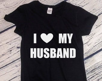 Women's I Love My Husband Shirt, Valentine's Day Tee, Anniversary Gift, Cute Wife Shirt, Love Shirt for Women, Romantic Crewneck Tee