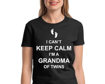 I Can't Keep Calm I'm A Grandma of Twins T-Shirt, New Baby Tee, Baby Shower Gift, Pregnancy Announcement Shirt, Twins Grandma Tee