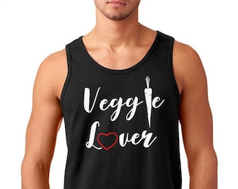 Mens Tank Top - Veggie Lover T Shirt - Vegan Tee - Animal Lovers - Vegetarian T-Shirt - Love For The Animals