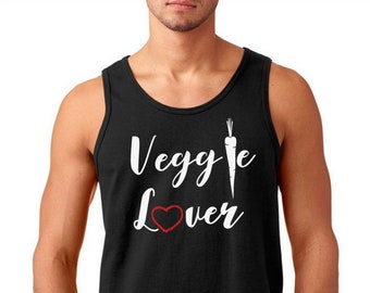 Mens Tank Top - Veggie Lover T Shirt - Vegan Tee - Animal Lovers - Vegetarian T-Shirt - Love For The Animals