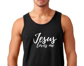 Mens Tank Top -  Jesus Loves Me Shirt, Christian Easter Gift, Faith Based T-Shirt, Bible, Easter Tee, Christian Holiday Tee, Easter Outfits