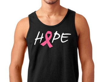 Men's Tank Top - Hope T-Shirt - Just Beat It Tee - Shirt For Him - Support - Pink Ribbon - The Breast Cancer Awareness Month