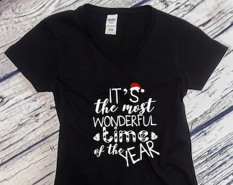 It’s The Most Wonderful Time Shirt, Women’s V-Neck Tee, Christmas Shirt, Holiday Gift, Xmas Top, Funny Christmas Tee, Winter Outfit