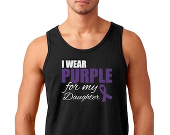 Men's Tank Top - I Wear Purple For My Daughter T Shirt, Purple Ribbon T-Shirt, Epilepsy, Pancreatic Cancer, Mental Health Awareness Support