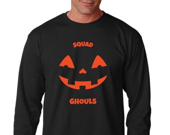 Squad Ghouls Shirt, Funny Halloween Long Sleeve Tee, Black Spooky Top, Trick Or Treat Costume, October Party Outfit, Fall Gift For Friends