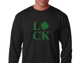 Long Sleeve - Luck - Saint Patrick's Day Shirt, Green Clover, Irish Shamrock T-Shirt, St. Patricks Day Shirt, St Paddy Shirt, Lucky Shirt