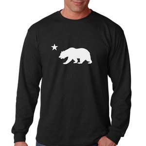 Long Sleeve - California Republic Shirt - Flag Bear And Star Tee - CALI Bear T-Shirt - California Flag Bear Logo
