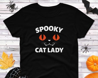 Womens Spooky Cat Lady Shirt, Halloween Shirt, Funny Mom Tee, Cat Lover Gift, Crewneck Shirt, Fall Shirt, Cute Cat Shirt, Multiple Colors