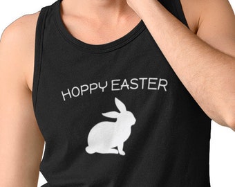 Men's Tank Top - Hoppy Easter Shirt Funny Graphic Tee Easter Bunny Shirt Spring Holiday Top Cute Easter Gift Men’s Apparel Gift for Him