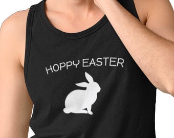 Men's Tank Top - Hoppy Easter T Shirt, Happy Easter, Easter Sunday Tee, Easter Bunny T-Shirt, Holiday Outfit, Christian