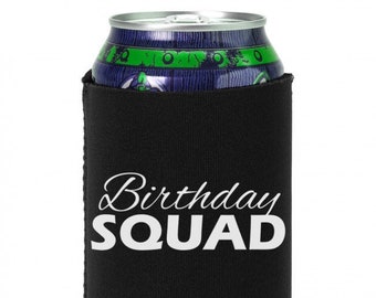 Birthday Squad #2 Cozy, Can Cozy, Beer Cozy, Birthday Party, Birthday Gift, Funny Can Cooler, Can Holder, Beer Can Cooler, Can Coolers