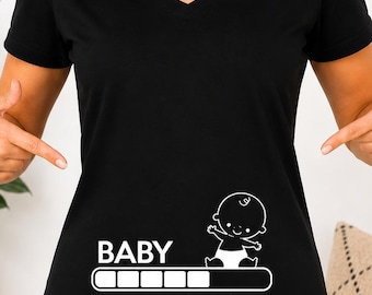 Baby Loading Pregnancy Shirt, Funny Pregnancy Announcement Tee, Mom To Be Gift, Maternity Reveal V Neck, Baby Loading Shirt