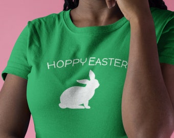 Women's - Hoppy Easter Shirt Women’s, Cute Bunny Shirt, Funny Easter Tee, Spring Holiday Top, Easter Outfit, Gift for Her, Women’s Easter