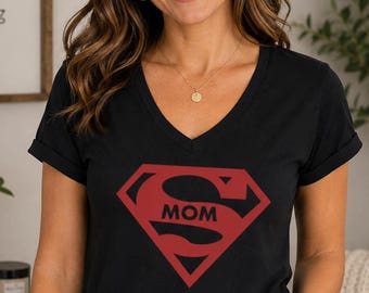 Super Mom Shirt, Funny Mom Gift, Mothers Day Shirt, Superhero Mom Tee, Mom V Neck