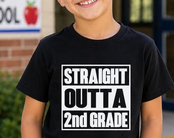 Straight Outta 2nd Grade Shirt, Kids Graduation Tee, Elementary School Shirt, Back to School Outfit, Youth Funny Shirt, Last Day School Tee