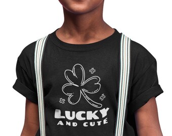 Youth Toddler Kids - Lucky and Cute T Shirt, Funny Tee, Irish Shamrock T-Shirt,  Green Clover, St Patricks Day Gift Idea, Boys Girls