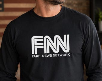 Funny Fake News Shirt, FNN Long Sleeve Tee, Political Humor Gift For Conservatives