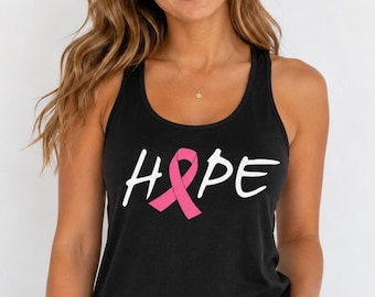 Hope Tank Top, Pink Ribbon Shirt, Breast Cancer Support, Survivor Gift, Awareness Apparel, Fighter