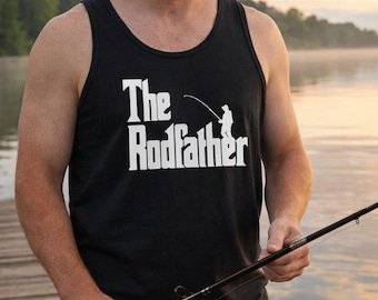 Rodfather Tank Top Fishing Dad Shirt, Funny Fathers Day Gift For Dad, Fisherman Gift For Him, Cool Dad Tank, Mens Summer Fishing Tank