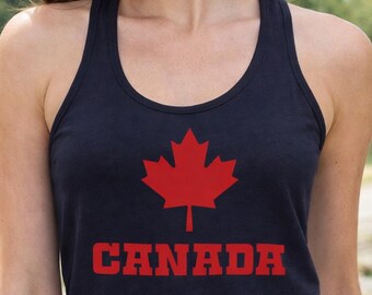 Canada Tank Top Women, Maple Leaf Shirt, Canada Day Outfit, Patriotic Racerback Tank, Canadian Pride Shirt, Summer Travel Top, Gift Idea