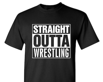 Straight Outta Wrestling T Shirt Adult Youth Sizes Black Cotton Tee Classic Fit Soft Comfortable Short Sleeve Unisex Wrestling Fan Gift
