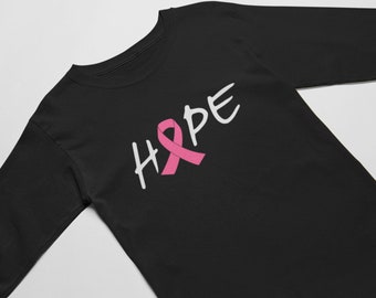 Long Sleeve - Hope T Shirt, Breast Cancer, Cancer Awareness, Cancer Survivor, Breast Cancer Ribbon, Breast Cancer Gift