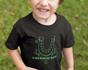 Youth Toddler Kids - Luckiest Boy T Shirt, Funny Tee, Irish Shamrock T-Shirt,  Green Clover, St Patricks Day Gift Idea, Boys