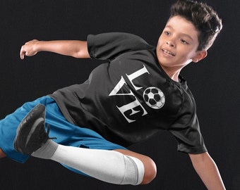 Youth Toddler Kids - LOVE Soccer T Shirt, Player T-Shirt, Ball Lover, Football Gift, Fan, Team Support Tee, Boys Girls