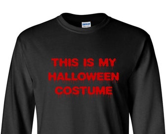 Lazy Halloween Costume Shirt, Funny Long Sleeve Tee, Black Spooky Top, Easy Outfit Idea, Party Shirt, Casual October Wear, Fall Costume Gift