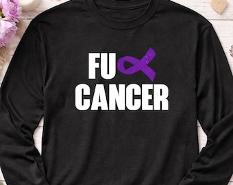 Cancer Awareness Shirt, Long Sleeve Support Tee, Pancreatic Cancer Ribbon Shirt, Survivor Gift, Cancer Fighter Top, Awareness Apparel