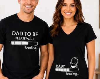 Pregnancy Announcement Shirt Set, Baby Loading Couple Tees, Dad To Be Shirt, Matching Mom Dad Reveal, Expecting Parents