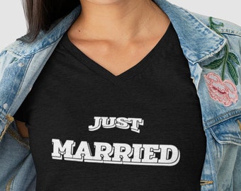Womens V-neck - Just Married T Shirt, Mr Shirt, Mr and Mrs Shirt, Tribe Shirt, Wedding Tee, Wife And Hubs Shirts, Bride and Groom