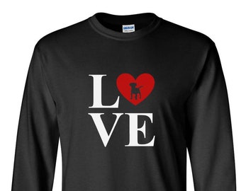Long Sleeve - LOVE Dogs T Shirt, Funny Dog Shirts, Paw Print, Puppy Shirt, Dogs are My Favorite, Animal Lover Gift, Dog Gift, Dog Lover
