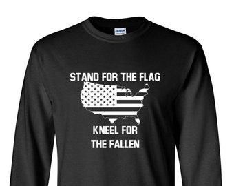 Long Sleeve Mens - Stand For The Flag Kneel For The Fallen T-Shirt - Army Tee - Veterans Day - Military - Holiday - Patriotic