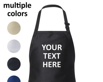 Apron - Customized Personalized Kitchen Apron with Pocket, Own Text, Message, Business Name, Any Font