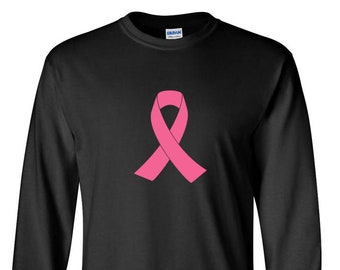 Long Sleeve Men's - Pink Ribbon Tee - Men Shirt - Support Hope - The Breast Cancer Awareness Month - I Wear Pink - Just Beat It T-Shirt