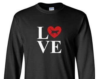 Long Sleeve - LOVE Cats T Shirt, Cat Lover Tshirt, Cat Shirt, Gift for Cat Lover, Meow Shirt, Funny Cat Shirt, Meow T Shirt, Meow Tee