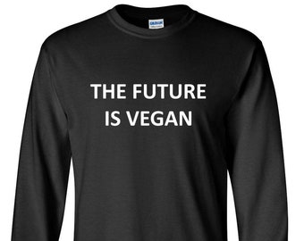 Long Sleeve Men's The Future Is Vegan T-Shirt - Funny Plant Lovers Shirt - Christmas Gift - Veggie Lover Tee - Animal Lovers